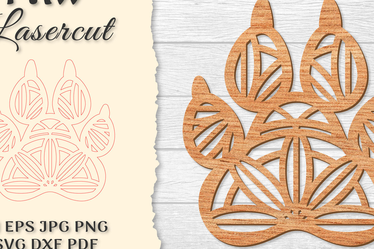Intra απο ξύλο plywood 3mm-4mm πάχος – Paw Mandala Lasercut Δίασταση  20x20 cm INTRAFABR-121332070