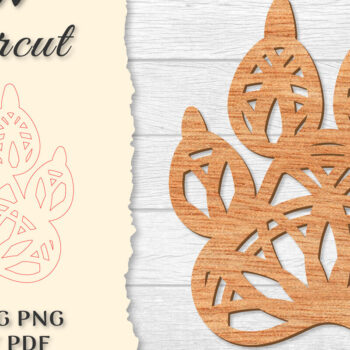 Intra απο ξύλο plywood 3mm-4mm πάχος – Paw Mandala Lasercut Δίασταση 20x20 cm INTRAFABR-121332082 - Image 1