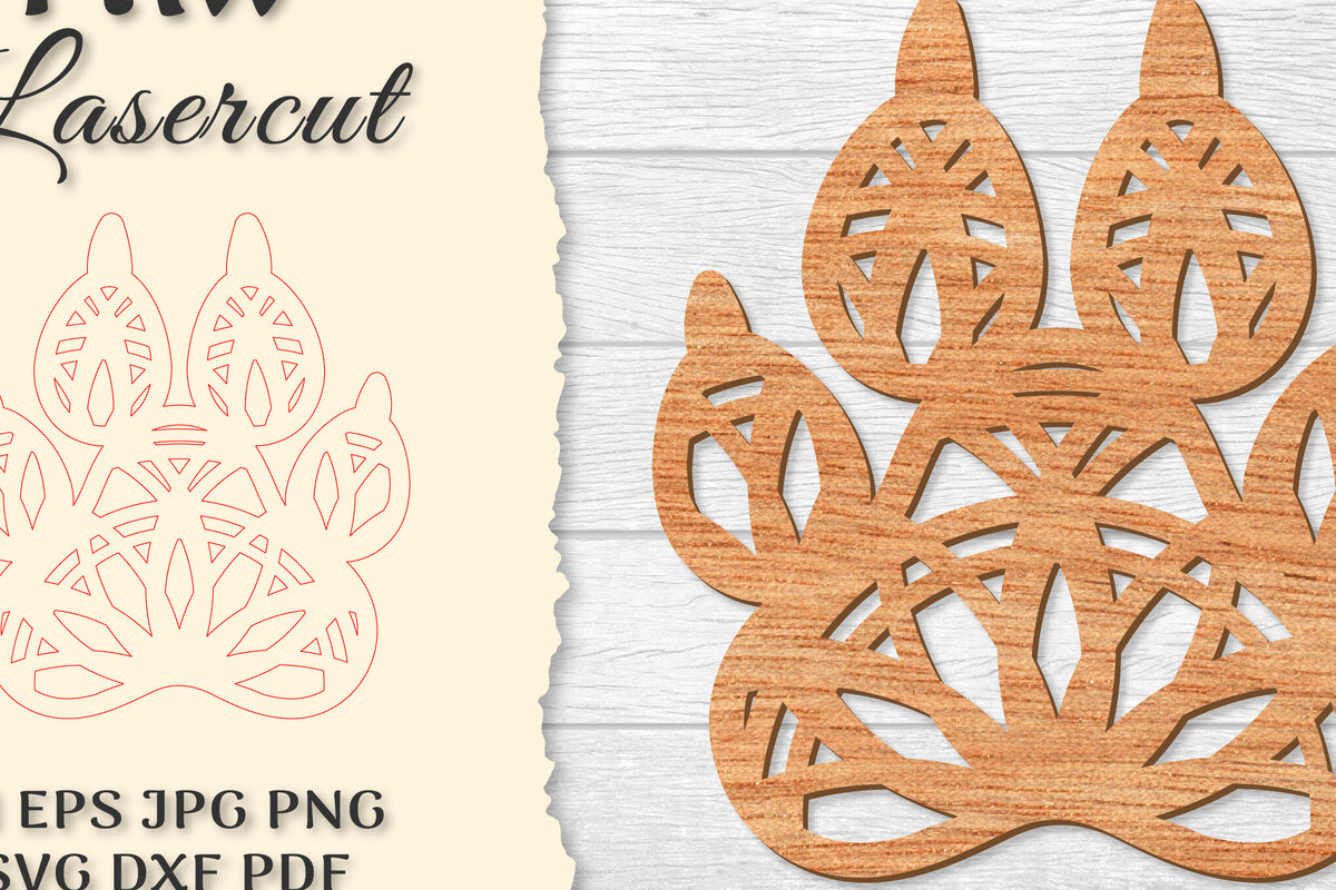 Intra απο ξύλο plywood 3mm-4mm πάχος – Paw Mandala Lasercut Δίασταση  20x20 cm INTRAFABR-121332082
