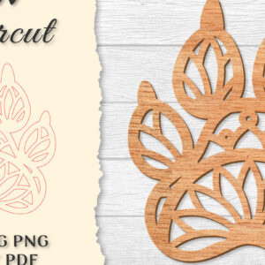 Intra απο ξύλο plywood 3mm-4mm πάχος – Paw Mandala Lasercut Δίασταση  20x20 cm INTRAFABR-121332087