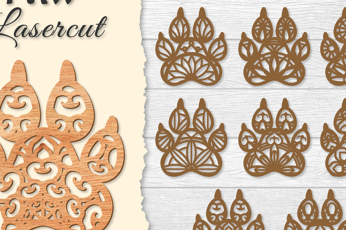 Intra απο ξύλο plywood 3mm-4mm πάχος – ΔΕΜΑΤΑ Paw Mandala Lasercut Δίασταση  20x20 cm INTRAFABR-121332051