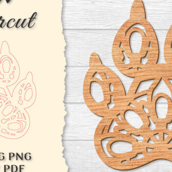Intra απο ξύλο plywood 3mm-4mm πάχος – Paw Mandala Lasercut Δίασταση  20x20 cm INTRAFABR-121332054 - Image 1
