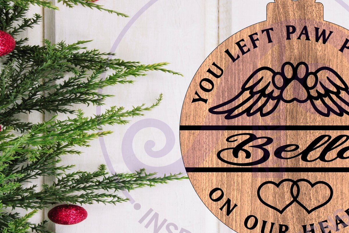 Intra απο ξύλο plywood 3mm-4mm πάχος – Paw Memorial Χριστουγεννιάτικο Στολίδι Δίασταση  20x20 cm INTRAFABR-121858289