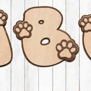 Intra απο ξύλο plywood 3mm-4mm πάχος – Paw Print Alphabet Γράμματα Δίασταση 20x20 cm INTRAFABR-119794787