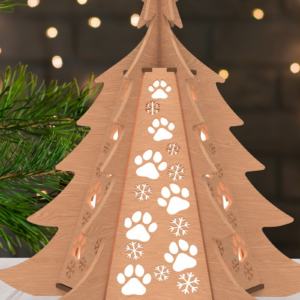 Intra απο ξύλο plywood 3mm-4mm πάχος – Paw Print Xmas Tree Lantern Δίασταση 20x20 cm INTRAFABR-108650588