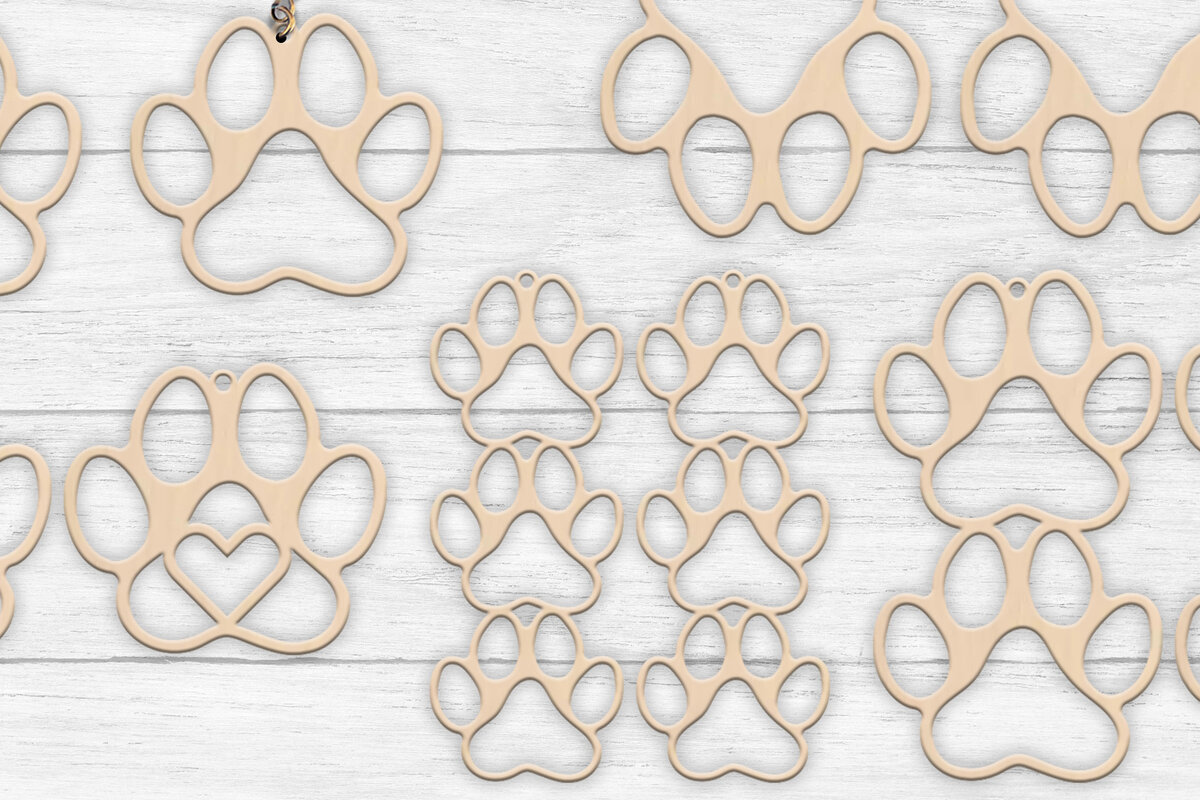 Intra απο ξύλο plywood 3mm-4mm πάχος – Paws Earrings| Σκουλαρίκια Paws Δίασταση  5x5 cm INTRAFABR-57026849