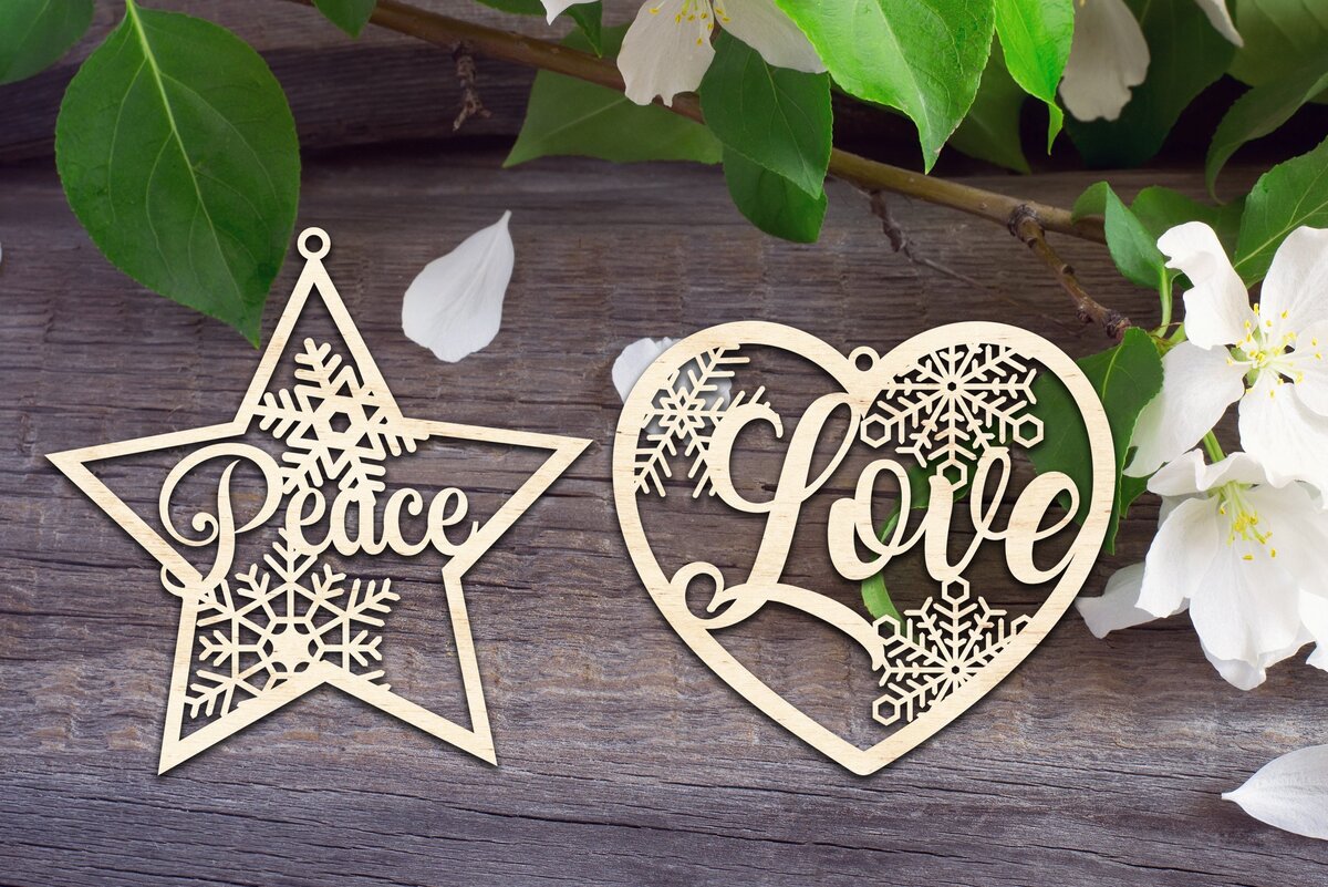 Intra απο ξύλο plywood 3mm-4mm πάχος – Στολίδια Ειρήνης και Αγάπης Δίασταση  20x20 cm INTRAFABR-33853600