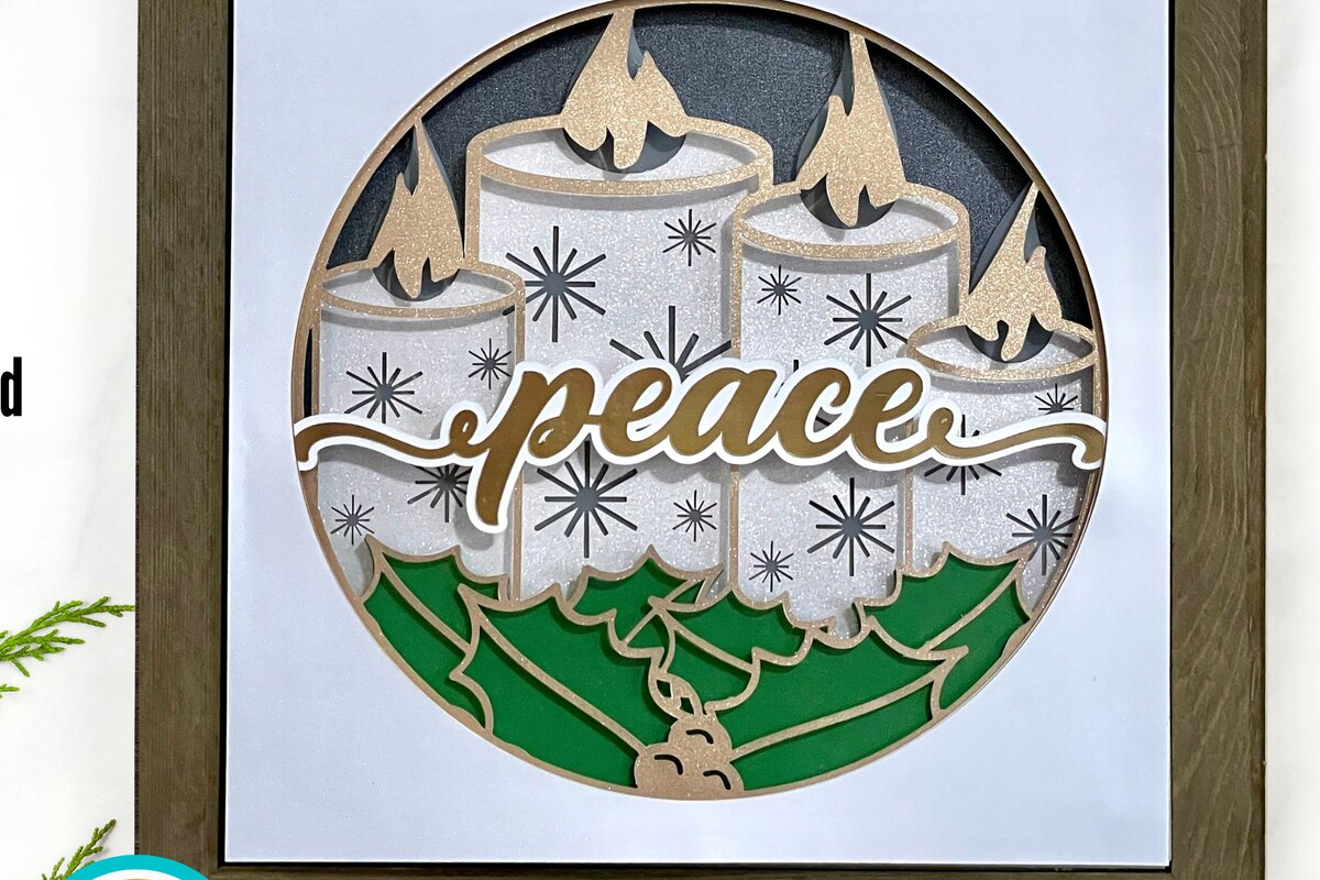 Intra απο ξύλο plywood 3mm-4mm πάχος – Χριστουγεννιάτικα κεριά Ειρήνης 3D Δίασταση  20x20 cm INTRAFABR-50143380