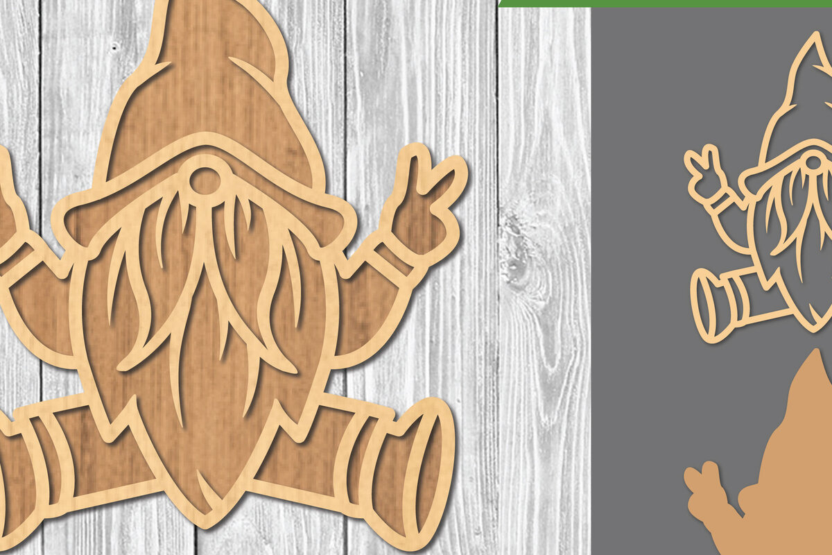 Intra απο ξύλο plywood 3mm-4mm πάχος – Peace Gnome Decoration Δίασταση  20x20 cm INTRAFABR-107202571