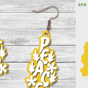 Intra απο ξύλο plywood 3mm-4mm πάχος – Σκουλαρίκια Peace Δίασταση  5x5 cm INTRAFABR-111527128 - Image 1