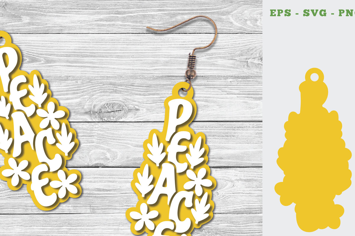 Intra απο ξύλο plywood 3mm-4mm πάχος – Σκουλαρίκια Peace Δίασταση  5x5 cm INTRAFABR-111527128