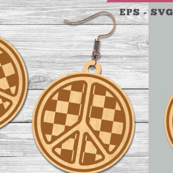 Intra απο ξύλο plywood 3mm-4mm πάχος – Σκουλαρίκια κοπής λέιζερ με σήμα ειρήνης Δίασταση  5x5 cm INTRAFABR-106401455 - Image 1