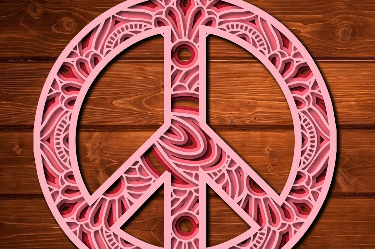 Intra απο ξύλο plywood 3mm-4mm πάχος – Πινακίδα ειρήνης Κοπή λέιζερ Mandala Δίασταση  20x20 cm INTRAFABR-27123809