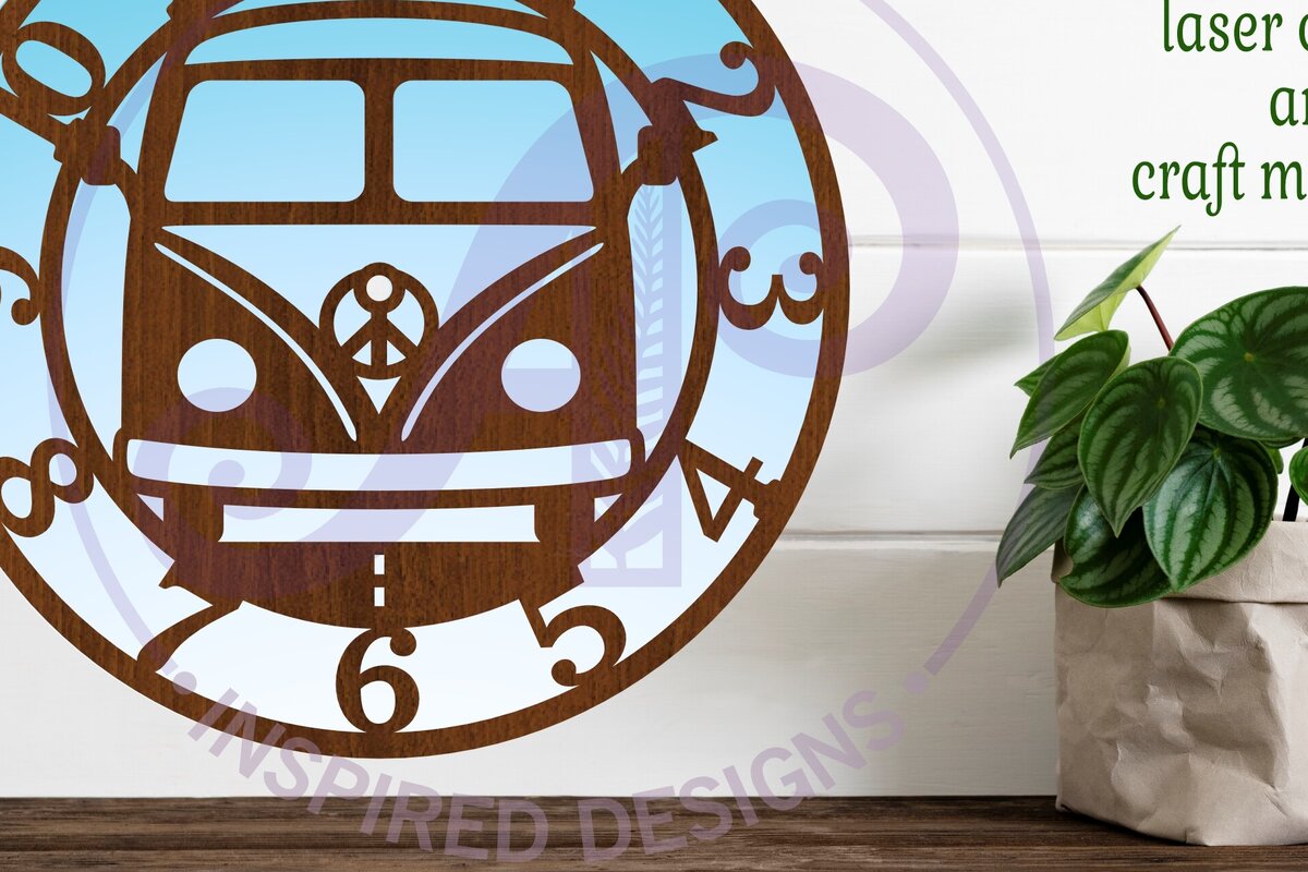 Intra απο ξύλο plywood 3mm-4mm πάχος – Αρχεία κοπής με λέιζερ ρολογιού τοίχου Peace Van Δίασταση  40x30 cm INTRAFABR-105962873