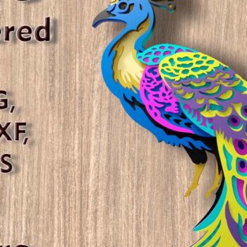 Intra απο ξύλο plywood 3mm-4mm πάχος – Αρχεία λέιζερ 3D Peacock Δίασταση  20x20 cm INTRAFABR-109079271 - Image 1