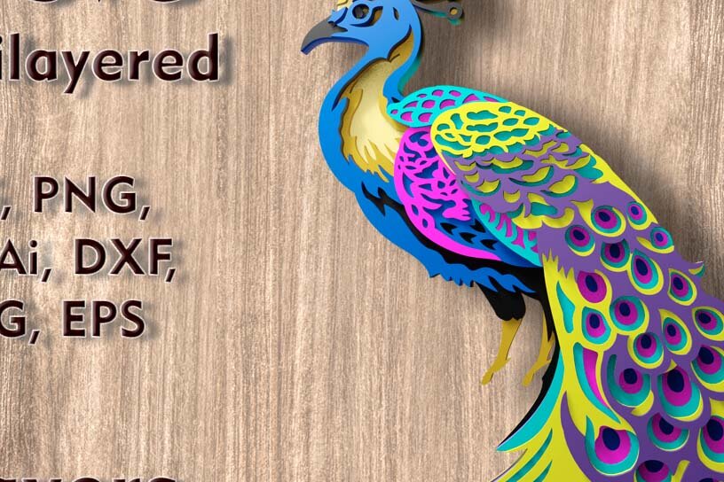 Intra απο ξύλο plywood 3mm-4mm πάχος – Αρχεία λέιζερ 3D Peacock Δίασταση  20x20 cm INTRAFABR-109079271