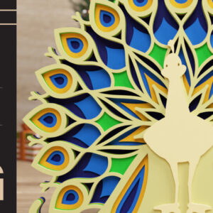 Intra απο ξύλο plywood 3mm-4mm πάχος – Αρχεία κομμένων πολλαπλών επιπέδων Peacock 3D Δίασταση  20x20 cm INTRAFABR-72247120