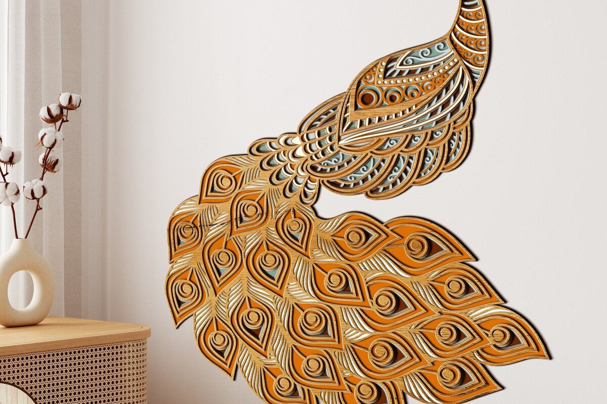 Intra απο ξύλο plywood 3mm-4mm πάχος – Πρότυπο κοπής παγωνιού Δίασταση  20x20 cm INTRAFABR-32289262