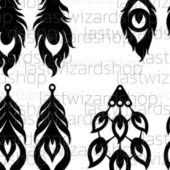 Intra απο ξύλο plywood 3mm-4mm πάχος – Σκουλαρίκια Peacock Feather, Leaf Faux Δίασταση 5x5 cm INTRAFABR-25097441 - Image 1