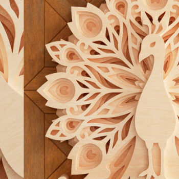 Intra απο ξύλο plywood 3mm-4mm πάχος – Peacock Mandala 3D Layered Δίασταση  20x20 cm INTRAFABR-21654422 - Image 4