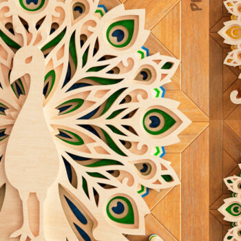 Intra απο ξύλο plywood 3mm-4mm πάχος – Peacock Mandala 3D Layered Δίασταση  20x20 cm INTRAFABR-21654422 - Image 6