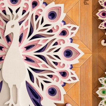 Intra απο ξύλο plywood 3mm-4mm πάχος – Peacock Mandala 3D Layered Δίασταση  20x20 cm INTRAFABR-21654422 - Image 8