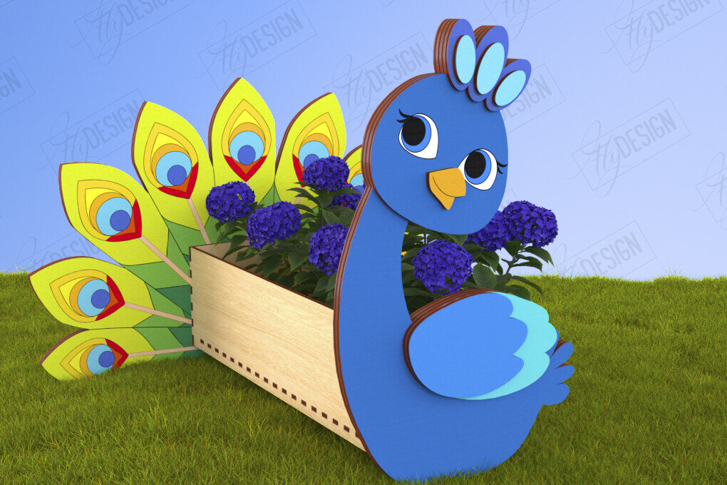 Intra απο ξύλο plywood 3mm-4mm πάχος – Peacock Planter | Διακόσμηση για εξωτερικούς χώρους Δίασταση  20x20 cm INTRAFABR-120638177