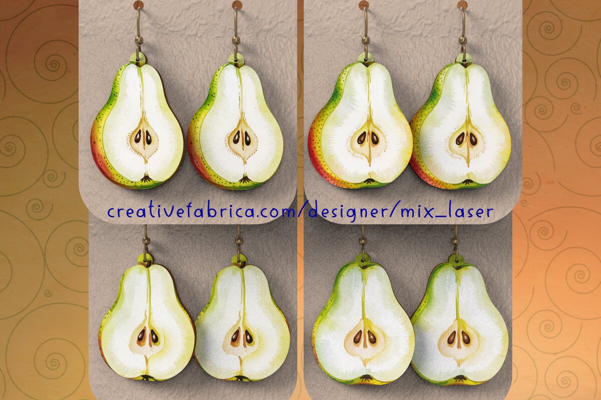 Intra απο ξύλο plywood 3mm-4mm πάχος – Σκουλαρίκια αχλάδι &amp; PNG Δίασταση  5x5 cm INTRAFABR-120548299