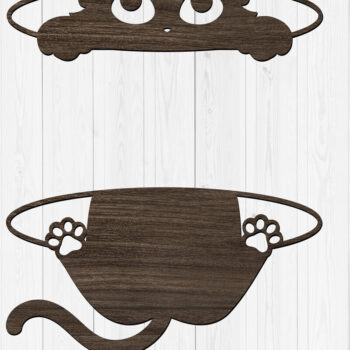 Intra απο ξύλο plywood 3mm-4mm πάχος – Peekaboo Cat Wall Art Δίασταση 40x30 cm INTRAFABR-117564948 - Image 1