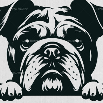 Intra απο ξύλο plywood 3mm-4mm πάχος – Peeking Bulldog, English Bulldog Δίασταση 20x20 cm INTRAFABR-101676802 - Image 1