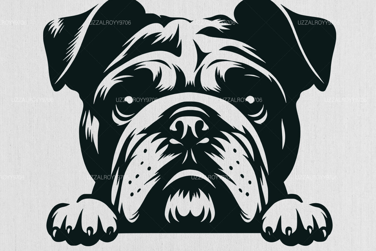 Intra απο ξύλο plywood 3mm-4mm πάχος – Peeking Bulldog, English Bulldog Δίασταση  20x20 cm INTRAFABR-101676802