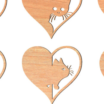 Intra απο ξύλο plywood 3mm-4mm πάχος – ΠακέτοPeeking Cat Δίασταση  20x20 cm INTRAFABR-63634257 - Image 1