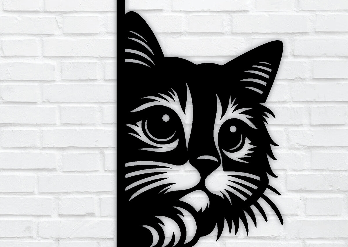 Intra απο ξύλο plywood 3mm-4mm πάχος – Peeking Cat Laser DXF Δίασταση  20x20 cm INTRAFABR-97327868