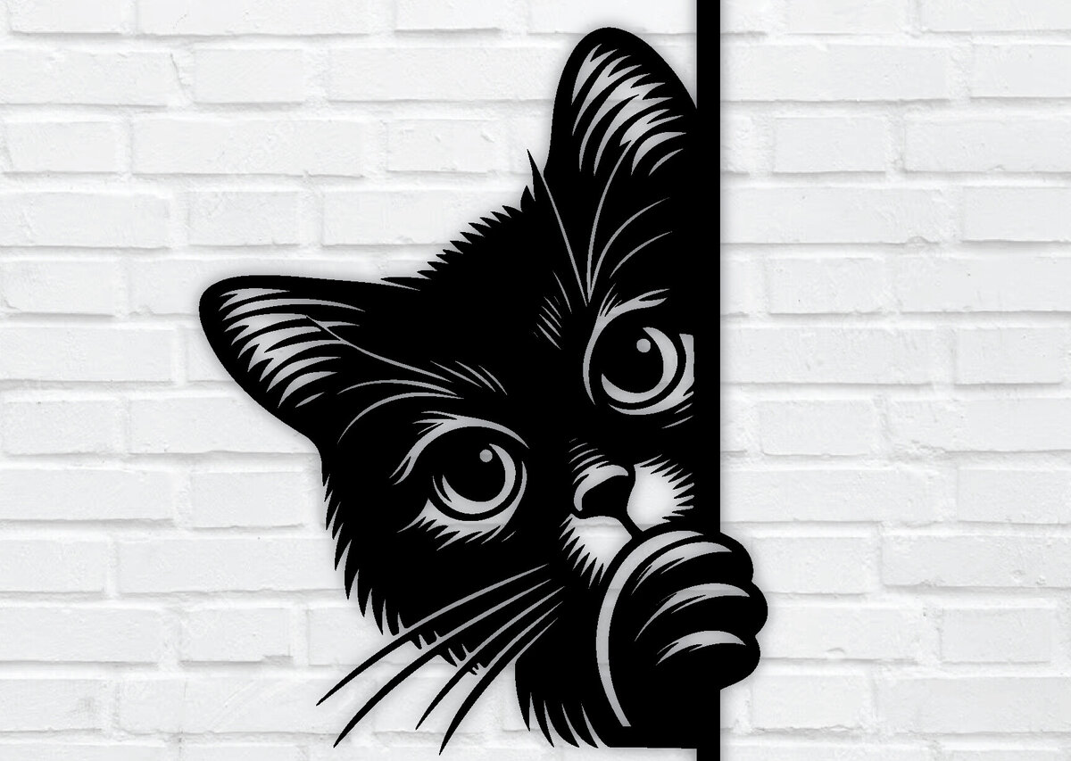 Intra απο ξύλο plywood 3mm-4mm πάχος – Peeking Cat Laser DXF Δίασταση  20x20 cm INTRAFABR-97328097