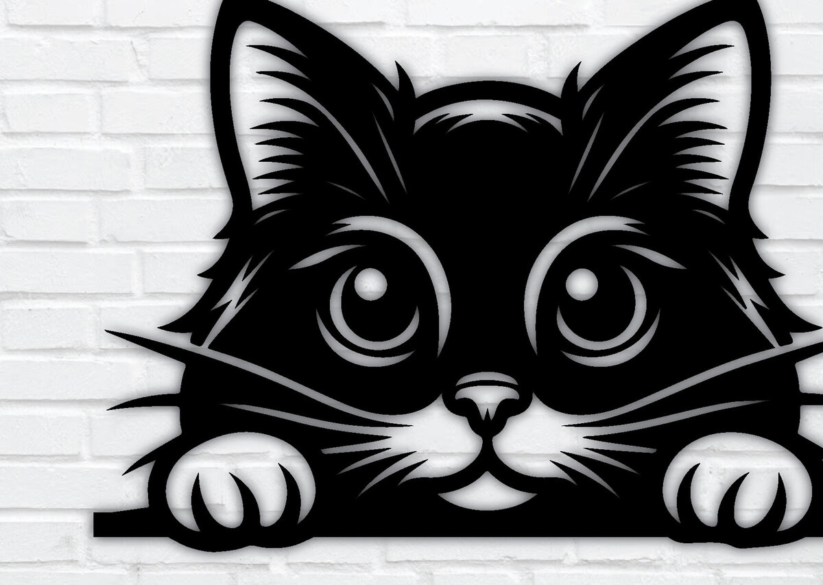 Intra απο ξύλο plywood 3mm-4mm πάχος – Peeking Cat Laser DXF Δίασταση  20x20 cm INTRAFABR-97328239