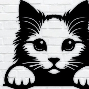 Intra απο ξύλο plywood 3mm-4mm πάχος – Peeking Cat Laser DXF Δίασταση 20x20 cm INTRAFABR-97328391 - Image 1