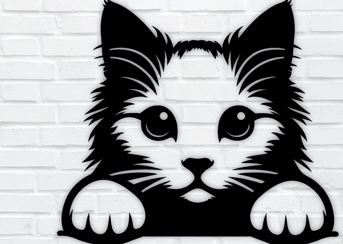 Intra απο ξύλο plywood 3mm-4mm πάχος – Peeking Cat Laser DXF Δίασταση  20x20 cm INTRAFABR-97328391