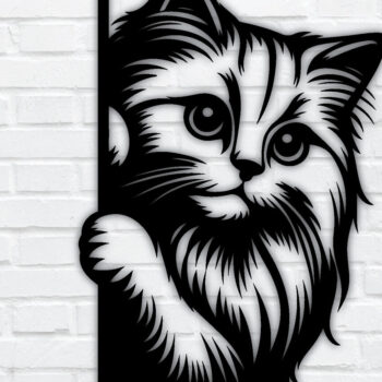 Intra απο ξύλο plywood 3mm-4mm πάχος – Peeking Cat Laser DXF Δίασταση  20x20 cm INTRAFABR-97328494 - Image 1