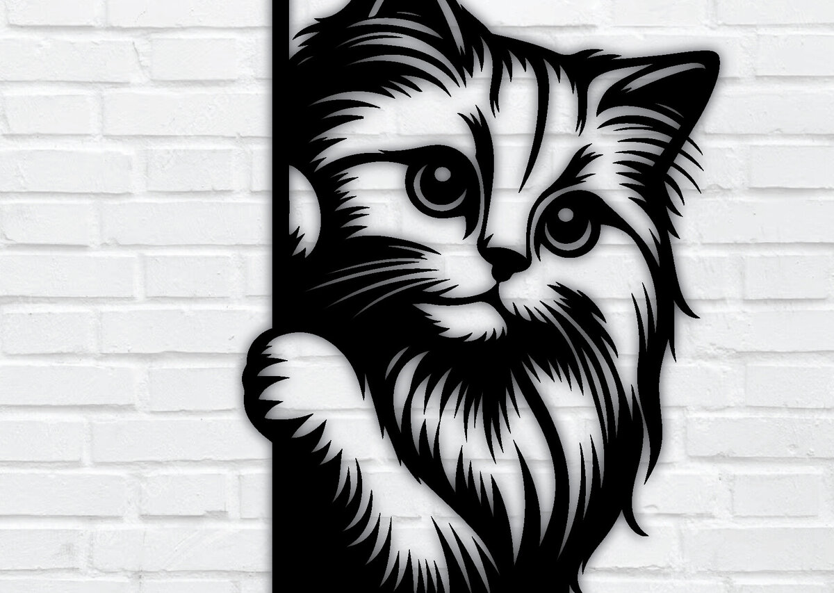 Intra απο ξύλο plywood 3mm-4mm πάχος – Peeking Cat Laser DXF Δίασταση  20x20 cm INTRAFABR-97328494