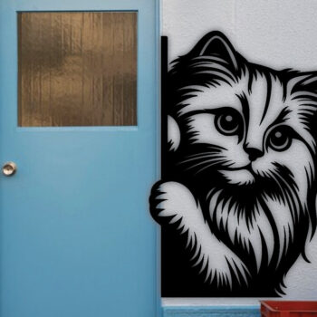 Intra απο ξύλο plywood 3mm-4mm πάχος – Peeking Cat Laser DXF Δίασταση  20x20 cm INTRAFABR-97328494 - Image 3