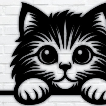 Intra απο ξύλο plywood 3mm-4mm πάχος – Peeking Cat Laser DXF Δίασταση  20x20 cm INTRAFABR-97327691 - Image 1