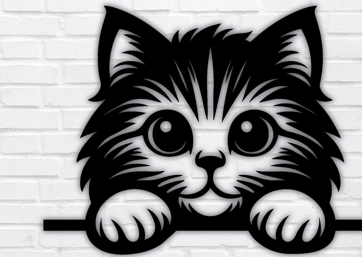 Intra απο ξύλο plywood 3mm-4mm πάχος – Peeking Cat Laser DXF Δίασταση  20x20 cm INTRAFABR-97327691