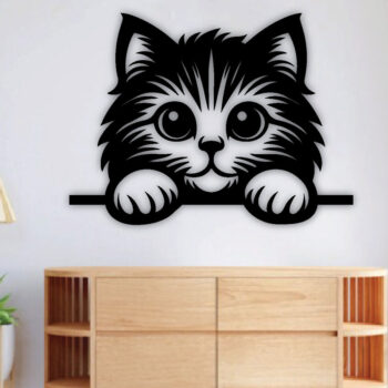 Intra απο ξύλο plywood 3mm-4mm πάχος – Peeking Cat Laser DXF Δίασταση  20x20 cm INTRAFABR-97327691 - Image 3