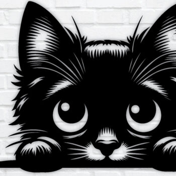 Intra απο ξύλο plywood 3mm-4mm πάχος – Peeking Cat Laser DXF, PNG Δίασταση  20x20 cm INTRAFABR-97328323 - Image 1