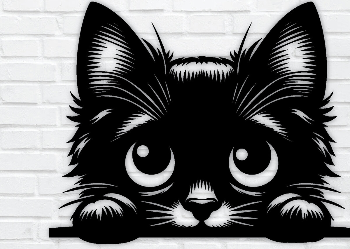 Intra απο ξύλο plywood 3mm-4mm πάχος – Peeking Cat Laser DXF, PNG Δίασταση  20x20 cm INTRAFABR-97328323