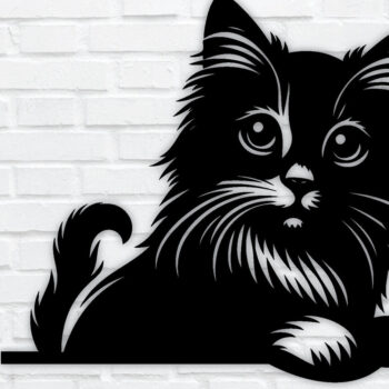 Intra απο ξύλο plywood 3mm-4mm πάχος – Peeking Cat Laser DXF, PNG Δίασταση  20x20 cm INTRAFABR-97328443 - Image 1