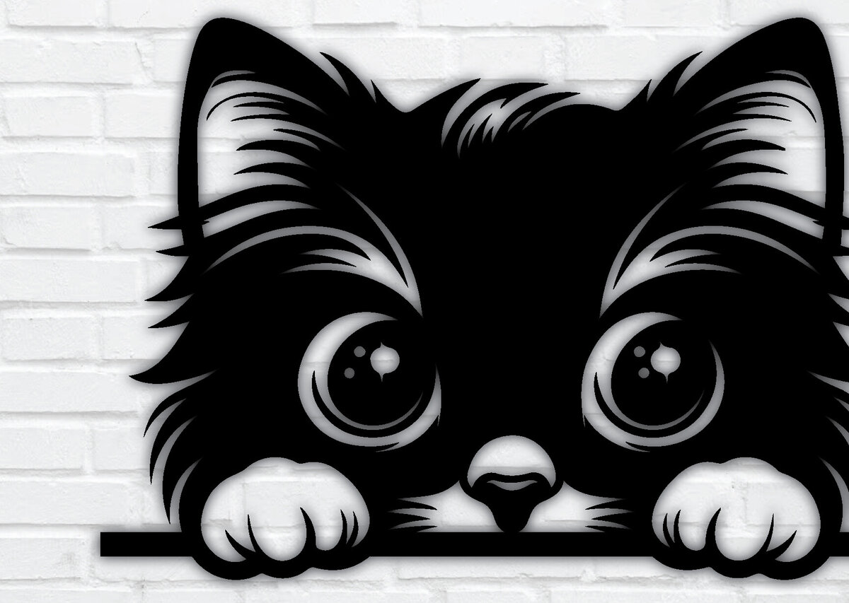 Intra απο ξύλο plywood 3mm-4mm πάχος – Peeking Cat Laser DXF, PNG Δίασταση  20x20 cm INTRAFABR-97327806