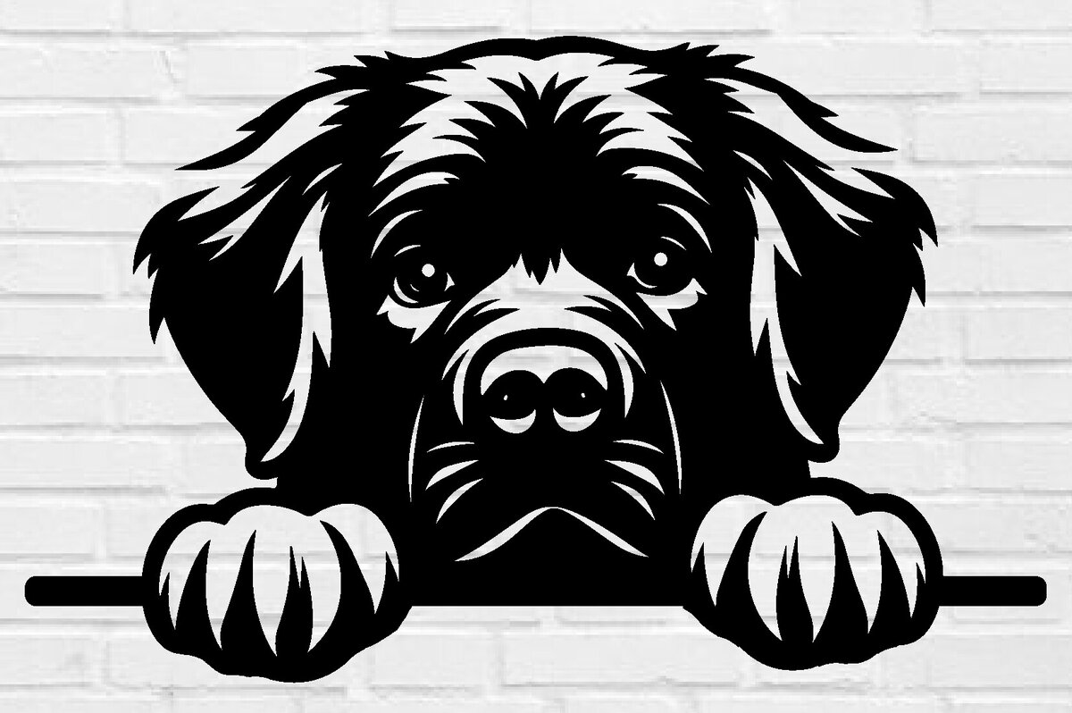 Intra απο ξύλο plywood 3mm-4mm πάχος – Αρχείο αποκοπής Laser Peeking Dog Δίασταση  20x20 cm INTRAFABR-97404089