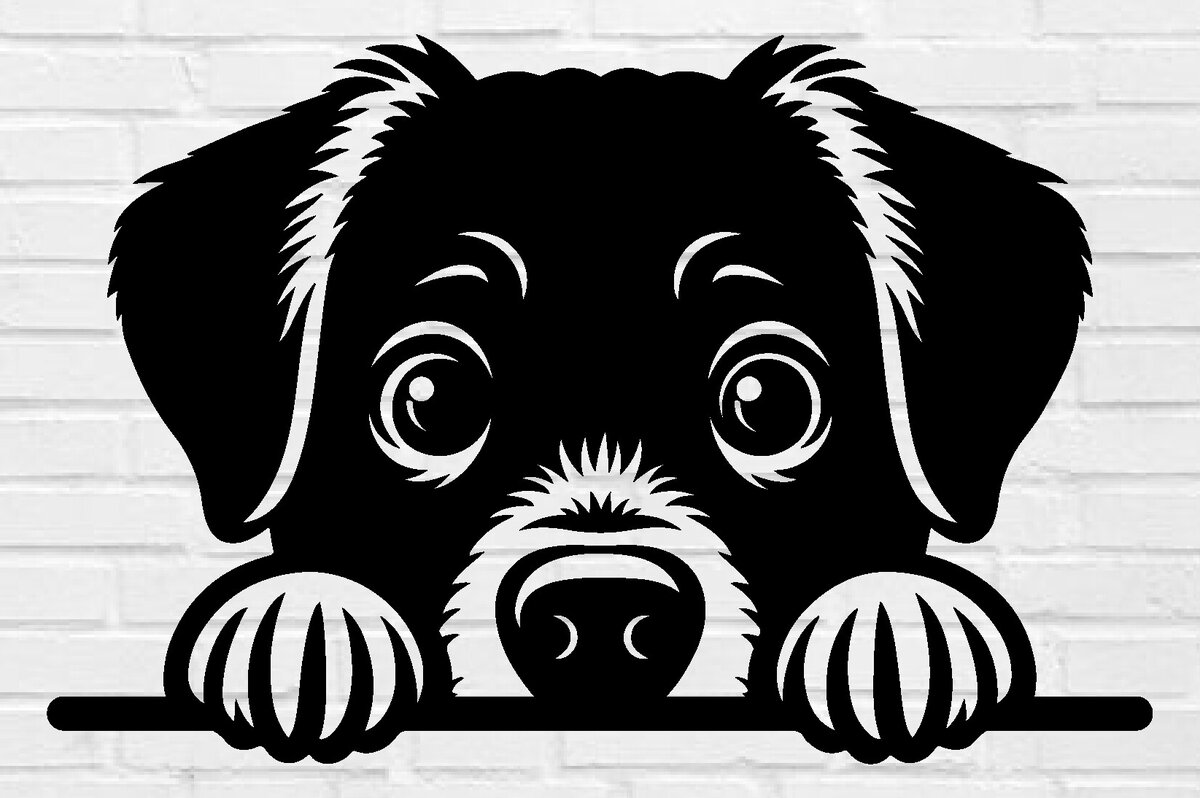 Intra απο ξύλο plywood 3mm-4mm πάχος – Αρχείο κοπής λέιζερ Peeking Dog DXF, PNG Δίασταση  20x20 cm INTRAFABR-97404330