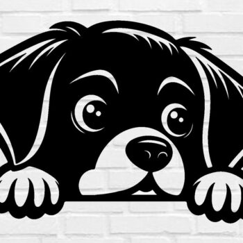 Intra απο ξύλο plywood 3mm-4mm πάχος – Αρχείο αποκοπής Laser Peeking Dog Δίασταση 20x20 cm INTRAFABR-97403485 - Image 1